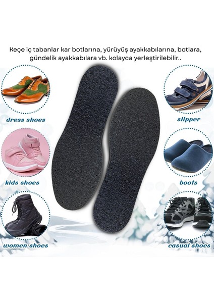 Kışlık Sıcak Tutan Keçe Iç Tabanlık, Termal Konforlu Bot Ayakkabı Tabanı, 1çift fiyatları