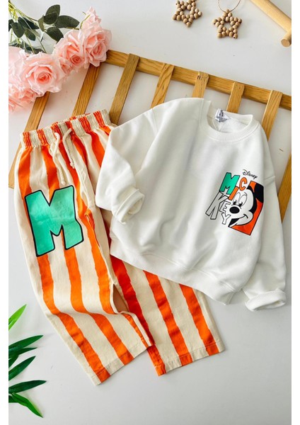Mcky Çizgili Erkek Çocuk takım - Turuncu