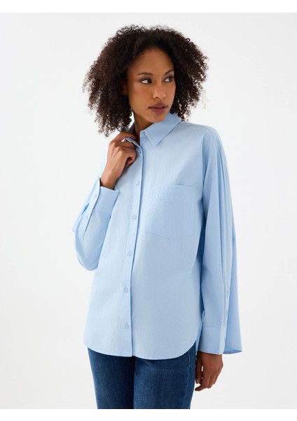 Loose Fit Mavi Kadın Gömlek LF2041855