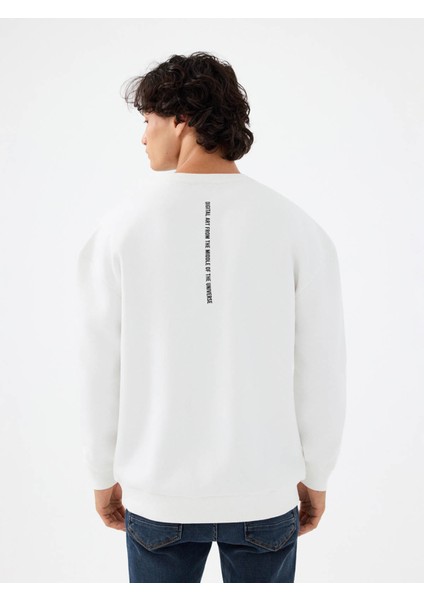 Oversize Fit Beyaz Erkek Sweatshirt LF2041434 modelleri