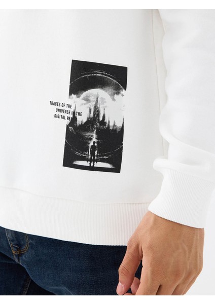 Oversize Fit Beyaz Erkek Sweatshirt LF2041434 indirimleri
