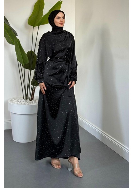 Noelle Taşlı Tek Omzu Pelerinli Abiye Siyah fiyatları