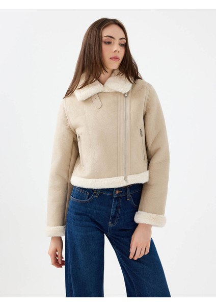 Loose Long Crop Taş Kadın Mont LF2040674