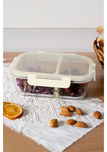 Bölmeli Saklama Kabı, 1000 Ml, Beyaz, Pratik ve Şık Mutfak Gereci