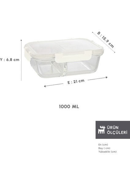 Bölmeli Saklama Kabı, 1000 Ml, Beyaz, Pratik ve Şık Mutfak Gereci fiyatları
