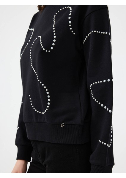 Regular Fit Siyah Kadın Sweatshirt LF2040682 fırsatları