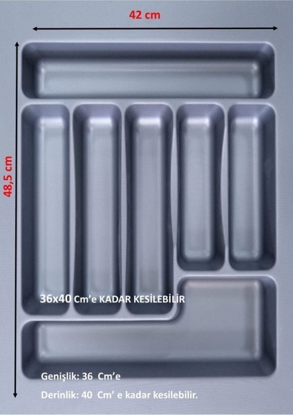 42X48,5 cm Gri Çekmeceli Kaşıklık, 36X40 Cm'e Kadar Kesilebilir fiyatları