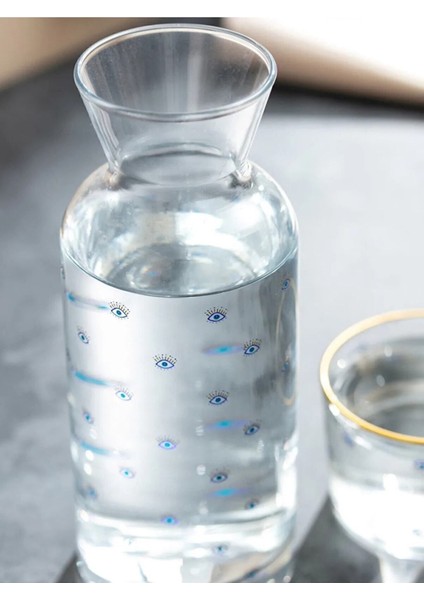 Mavi Kapaklı 700 ml Başucu Sürahi ve Karaf Seti, Şık ve Kullanışlı Tasarım