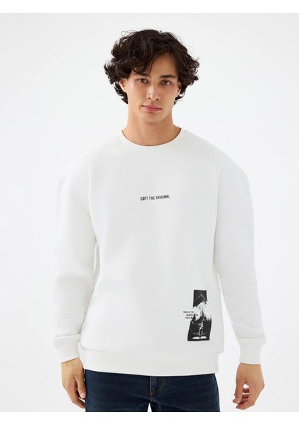 Oversize Fit Beyaz Erkek Sweatshirt LF2041434