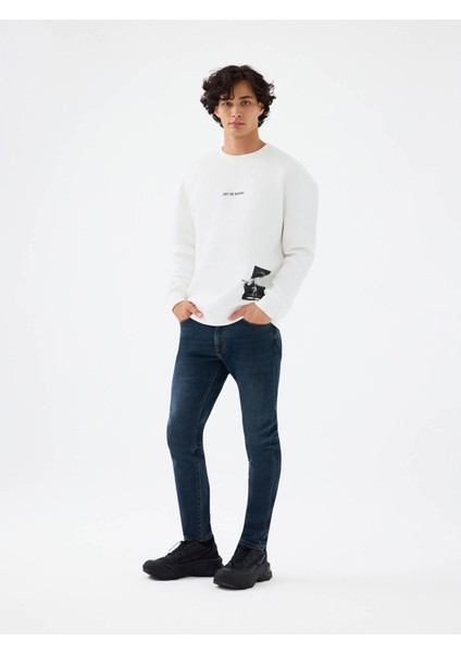 Oversize Fit Beyaz Erkek Sweatshirt LF2041434 fiyatları