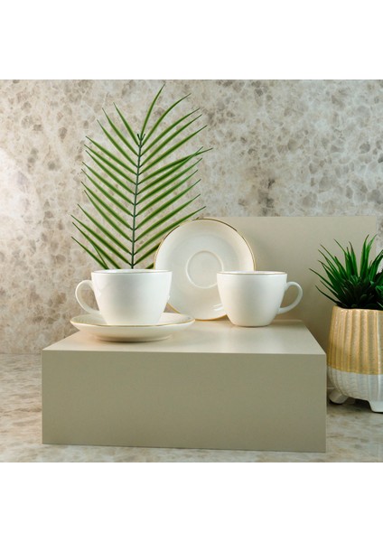 4 Parça Renkli Çay Fincan Takımı, 210 Ml, 2 Kişilik, Şık ve Zarif Tasarım