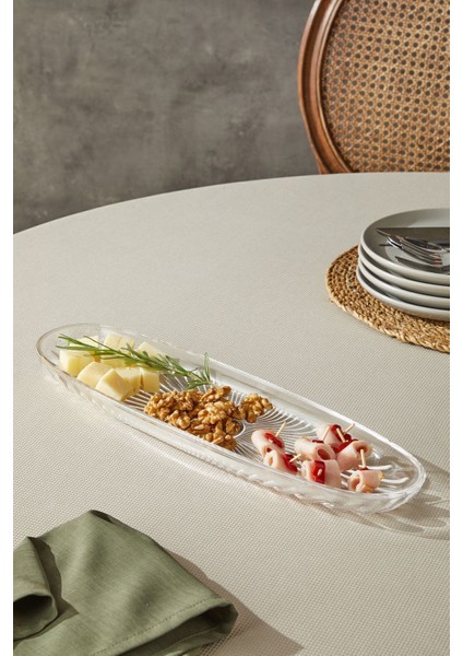 El Yapımı Cam Kayık Tabak, Şık ve Zarif Tasarım, Beyaz Renk, Özel Kullanım Için Ideal