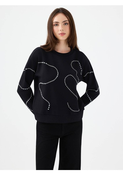 Regular Fit Siyah Kadın Sweatshirt LF2040682