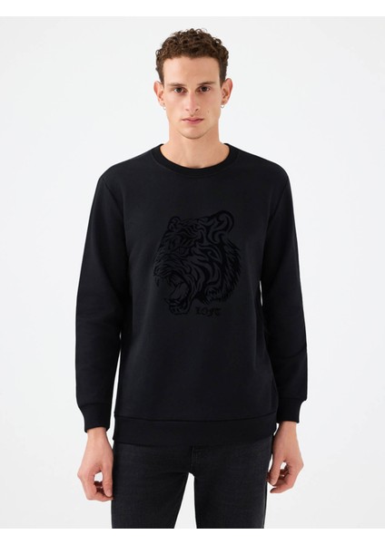 Regular Fit Siyah Erkek Sweatshirt LF2041394