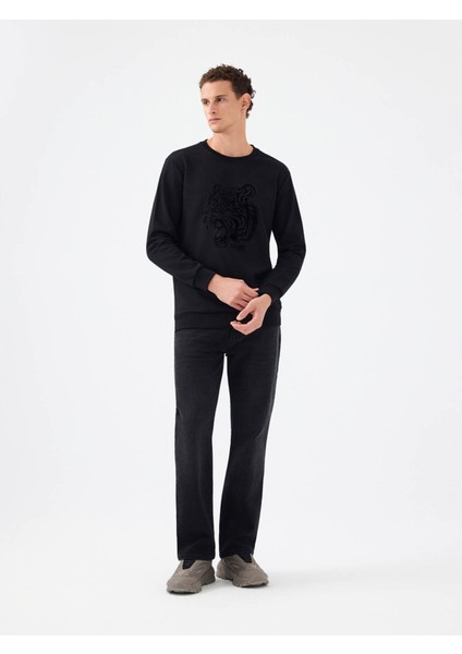 Regular Fit Siyah Erkek Sweatshirt LF2041394 fiyatları