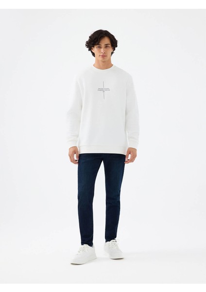 Regular Fit Beyaz Erkek Sweatshirt LF2041080 fiyatları