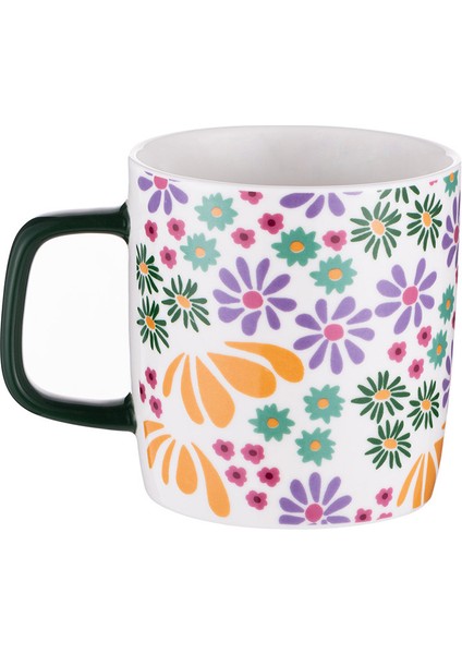 Çiçekli ve Renkli Seramik Kupa 350 Ml, Şık ve Kullanışlı Tasarım