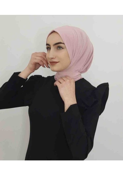 Çıtçıtlı Pratik Hazır Hijab Eşarp Pembe