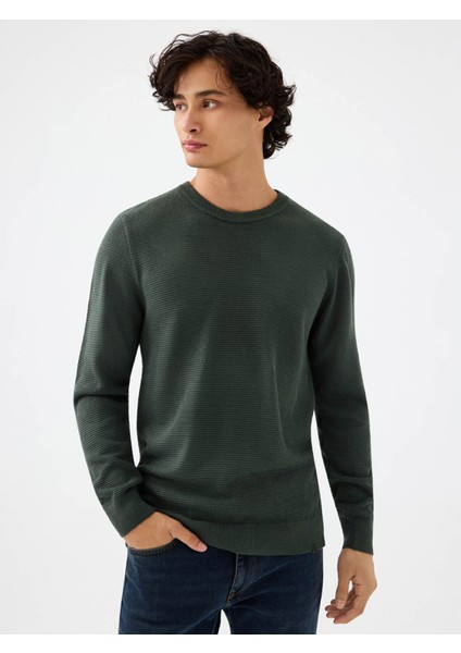 Regular Fit Haki Erkek Kazak LF2040477