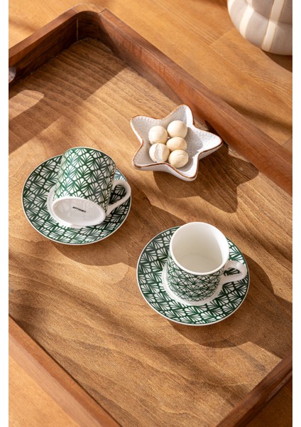 Iki Kişilik Yeşil Seramik Kahve Fincan Takımı 90 ml fiyatları