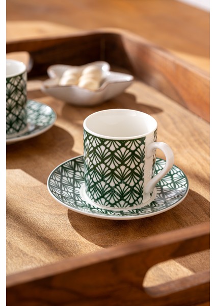 Iki Kişilik Yeşil Seramik Kahve Fincan Takımı 90 ml modelleri