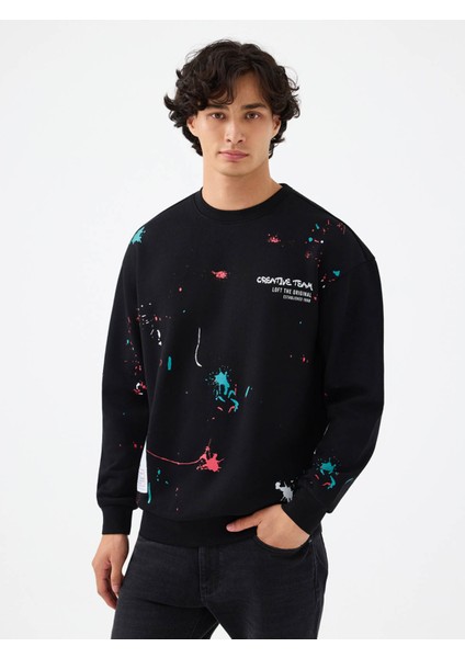 Relax Fit Siyah Erkek Sweatshirt LF2041447