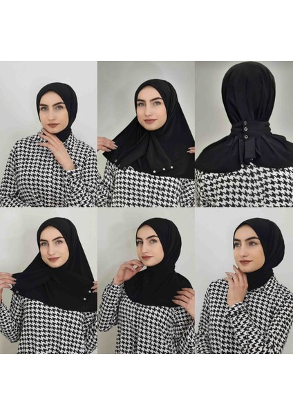 Çıtçıtlı Pratik Hazır Hijab Eşarp Siyah fiyatları