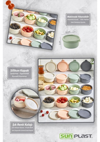 12'li Çok Renkli Kahvaltı ve Saklama Seti, Sızdırmaz, Silikon Kapaklı, Pratik ve Şık fiyatları