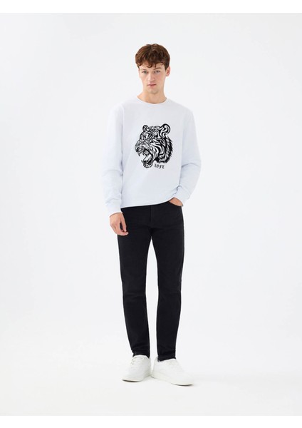 Regular Fit Beyaz Erkek Sweatshirt LF2041394 fiyatları