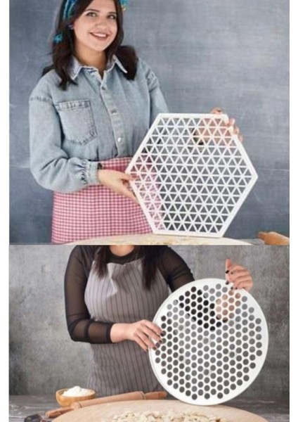 Pratik Altıgen ve Üçgen Mantı Kalıbı 2'li Set 40 cm Gri