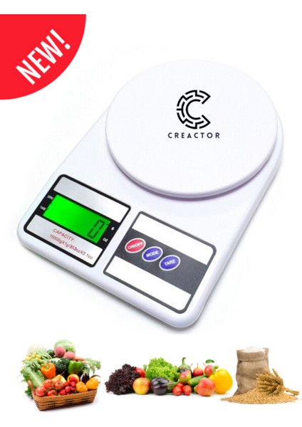 Dijital Mutfak Tartısı 10 kg Hassas Ölçüm Beyaz Renk