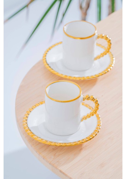 Renkli 2 Kişilik Kahve Fincanı Takımı, 90 Ml, Şık ve Zarif Tasarım