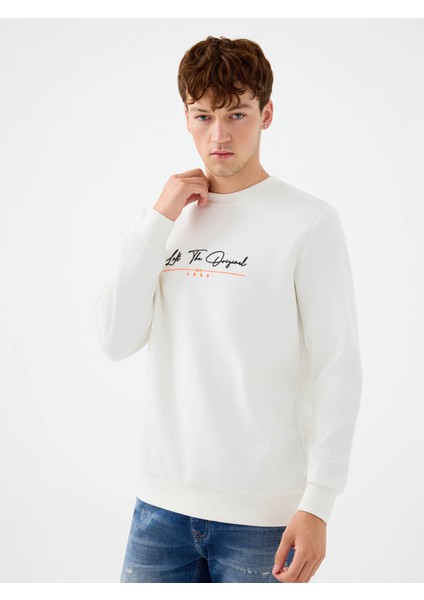 Regular Fit Beyaz Erkek Sweatshirt LF2041227