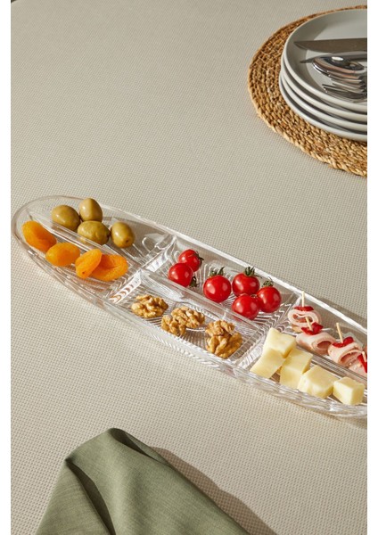 El Yapımı Cam Kayık Tabak, 6 Bölmeli, Şık ve Kullanışlı Tasarım, Beyaz Renk fiyatları