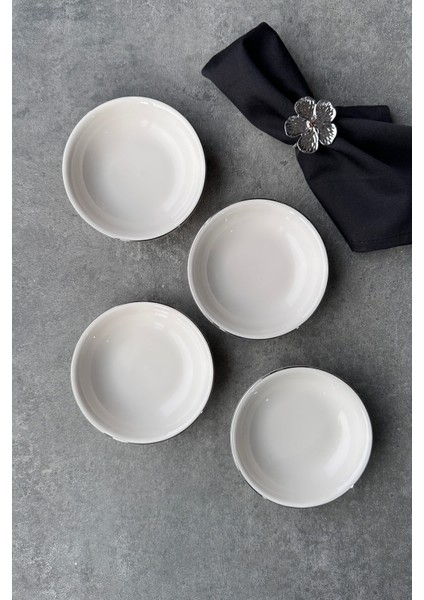 Şık 4'lü Porselen Çerezlik ve Sosluk Seti, 11 Cm, Gri fiyatları