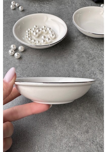 Şık 4'lü Porselen Çerezlik ve Sosluk Seti, 11 Cm, Gri modelleri