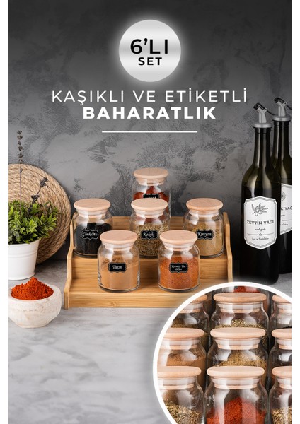 6’lı Bambu Kapaklı Baharatlık Takımı, Şık ve Kullanışlı Mutfak Seti fiyatları