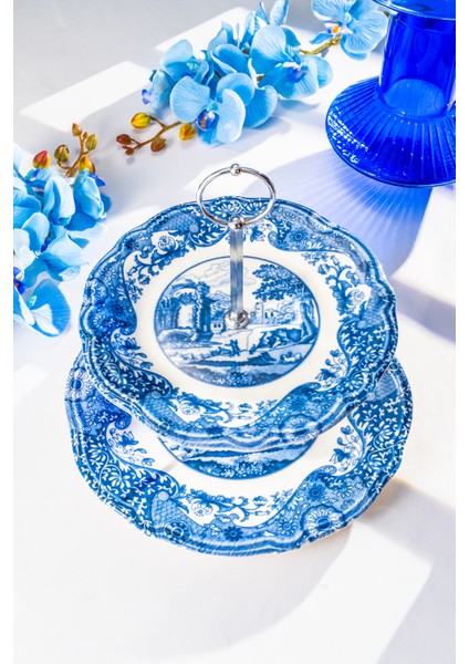 Mavi 2 Katlı Kurabiye Kutusu Şık ve Şirin Tasarım fiyatları