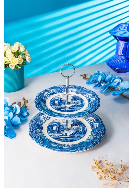 Mavi 2 Katlı Kurabiye Kutusu Şık ve Şirin Tasarım modelleri