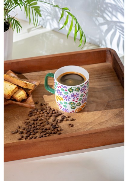 Çiçekli Yeni Seramik Kupa 350 Ml, Renkli Tasarım modelleri