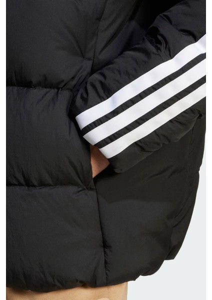 Erkek Siyah Kapşonlu Mont Essentials Climawarm 3-Stripes Puffer Down indirimleri