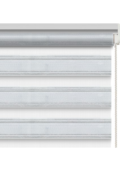 Geniş Simli Pileli Gümüş & Beyaz Zebra Perde fırsatları