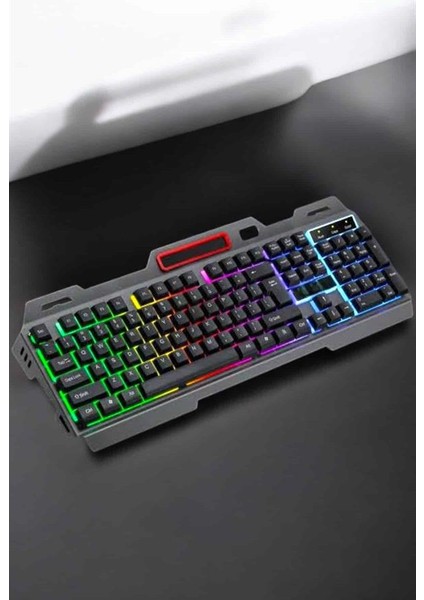 Zengezur LED Işıklı Oyuncu Klavye USB Girişli Rgb Işıklı Q Klavye Mouse Hediyeli