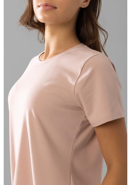 Kadın Pamuklu Bisiklet Yaka Otantik Desenli Kısa Kollu Pijama Takımı 9921 Pudra indirimleri