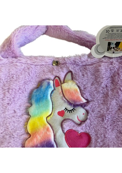 Unicorn Figürlü Peluş Çocuk Çantası | 28×22×47 cm Sevimli Omuz Çantası indirimleri