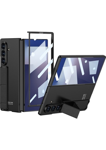 Samsung Galaxy Z Fold 7 Kılıf Qstand Standlı Kamera Korumalı Sert Kıpta Kapak