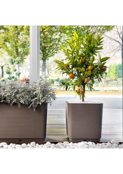 Pixel Groove Plastik Saksı Gri