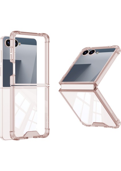 Samsung Galaxy Z Flip 7 Kılıf Full Camlı Şeffaf Kapak