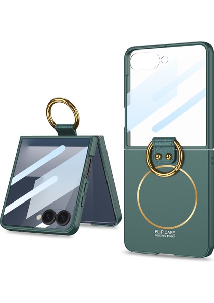 Samsung Galaxy Z Flip 7 Kılıf M-Safe Şarj Özellikli Yüzüklü Flip Sert Kıpta Kapak