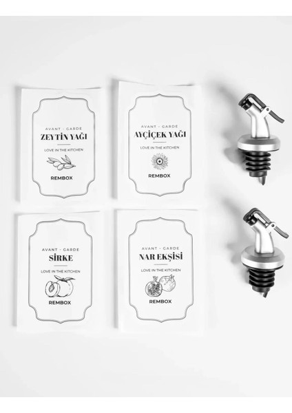 Yağdanlık Etiket Tıpa Seti - Suya Dayanıklı Etiket Zeytinyağ Nar Ekşisi Sirke
